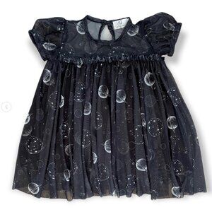 Best Day Ever Kids Space Cadet Short Sleeve Dress Black 3T Planets Celestial